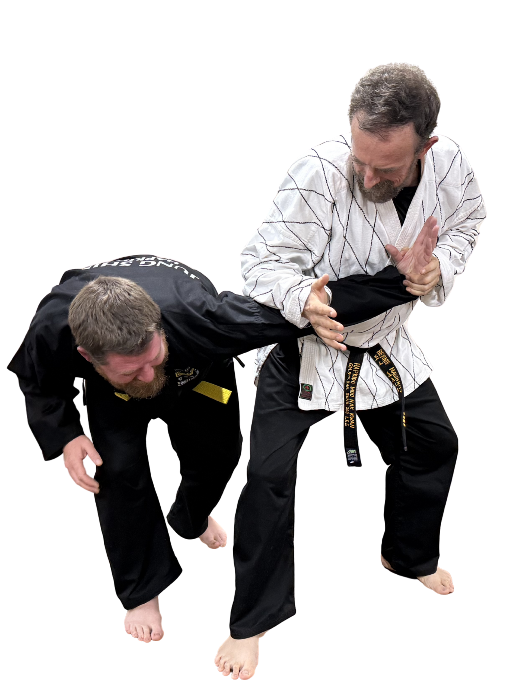 Kwanjung Bernie, Fourth Degree Hapkido instructor, demonstrating a knifehand arm bar